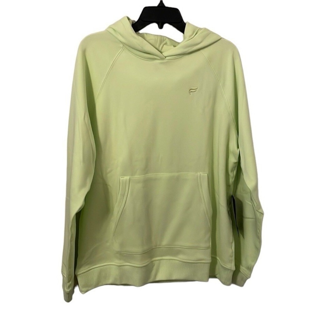Fabletics Men's The Postgame Hoodie Pullover Faded Lime Green Sweater Size L